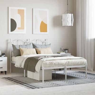 Bedframe met hoofdbord metaal wit 120x200 cm