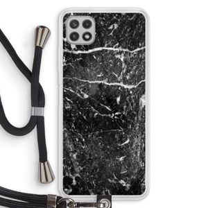 Zwart marmer: Samsung Galaxy A22 4G Transparant Hoesje met koord