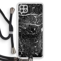 Zwart marmer: Samsung Galaxy A22 4G Transparant Hoesje met koord
