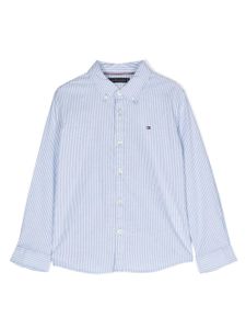 Tommy Hilfiger Junior chemise rayée à logo brodé - Bleu