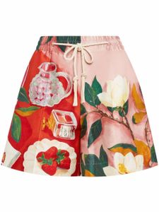 Oscar de la Renta short satiné à fleurs - Rose