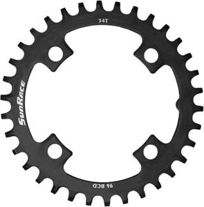 SunRace kettingblad 34T staal zwart, BCD 96