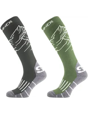 Sinner Ski Sock Heren Mountains 2 Pack (groen/zwart) 36-38 Groen / Zwart Sinner Ski Sock Heren Mountains 2 Pack (groen/zwart) 36-38 Groen / Zwart