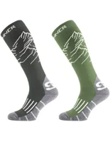 Sinner Ski Sock Heren Mountains 2 Pack (groen/zwart) 36-38 Groen / Zwart