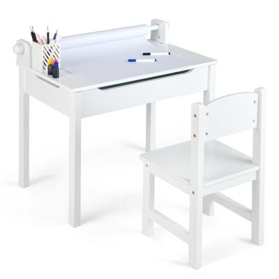 Peuter Activiteitentafel met Stoel Tafelset voor Kinderen met Papierrolhouder om te Tekenen Studeren/met Papierrol en Stiften