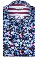 Giordano Tailored Modern Fit Overhemd blauw/aqua/roze, Bloemen