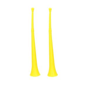 Vuvuzela grote blaastoeter hoorn - 2x stuks - geel - 48 cm - landen fan supporters feestartikelen