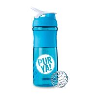 Blauwe waterfles met blender ball - 760 ml