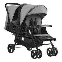 VEVOR twin kinderwagen broer/zus kinderwagen opvouwbaar 120x53,5x102cm donkergrijs