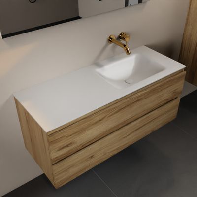 Mondiaz Aivy 120 cm badmeubelset chai - met wastafel talc zonder kraangaten rechts