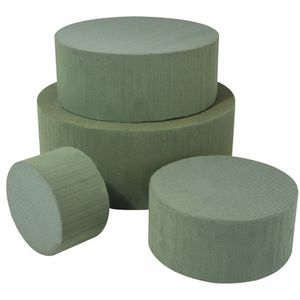 2x Ronde groene steekschuim/oase blok nat 15 x 7 cm