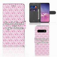 Samsung Galaxy S10 Portemonnee Hoesje Flowers Pink DTMP - thumbnail