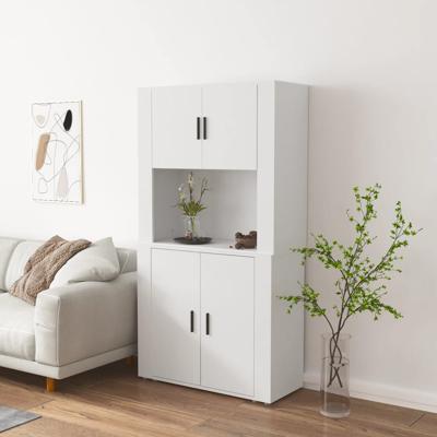 Hoge kast bewerkt hout wit