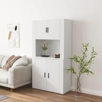 Hoge kast bewerkt hout wit