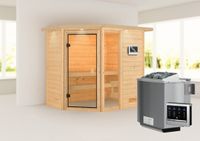 Karibu | Jada Sauna met Dakkraag | Biokachel 9 kW Externe Bediening