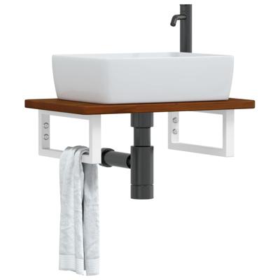 Badkamer wandschap staal en massief eikenhout