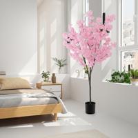 Nep Kersenbloesemboom Kunstbloesemboom met Roze Bloemen Stevige PE Stam en Cement Gevulde Voet