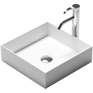 Nemo Stock Java Style opbouwwastafel vierkant 38x38x11cm solid surface mat wit WD38336