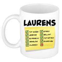 Naam mok Laurens - wit - top gozer - keramiek - 300 ml - cadeau collega beker Naam mok Laurens - wit - top gozer - keramiek - 300 ml - cadeau collega beker