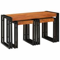 Eindtafels 3 pcs Bruin en zwart Massief acaciahout