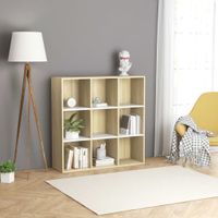 Boekenkast 98x30x98 cm spaanplaat wit en sonoma eikenkleurig