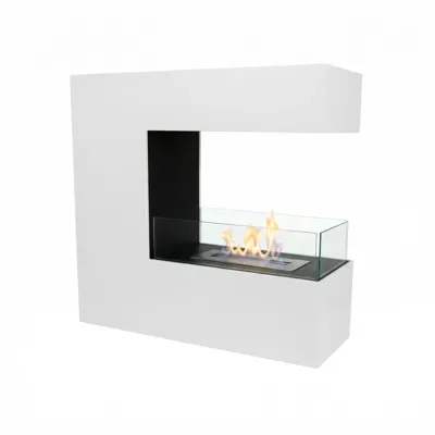 Topeka wit - Vrijstaande bio-ethanol roomdivider | ScandiFlames | 3-zijdige inbouw bio-ethanol haard , Vrijstaande bio-ethanol haard | Wit