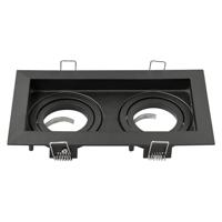 Durham Dubbel LED Inbouwspot - Kantelbaar armatuur - 10x18 cm - GU10 Fitting incl. lamphouder - Vierkant - IP20 voor binnen - Zwart