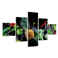 Schilderij - Groente en fruit in water, 5luik, Premium print - thumbnail