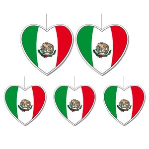 5-delige hou van Mexico versiering set hartjes van 14 cm en 28 cm