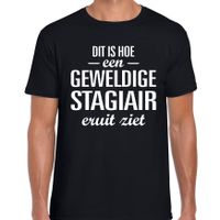 Dit is hoe een geweldige stagiair eruit ziet cadeau t-shirt zwart heren - thumbnail