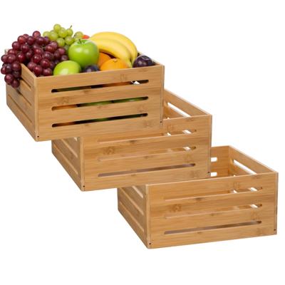 Houten Fruitkisten - 3x - met open structuur - bruin - L31 x B31 x H15 cm - Decoratief - Praktisch Houten Fruitkisten - 3x - met open structuur - bruin - L31 x B31 x H15 cm - Decoratief - Praktisch