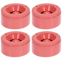 Stormasbak - Set van 4x stuks - terras asbakken - koraal rood - 12 x 6 cm - Dolomiet kunststeen - bu