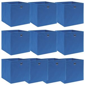 VidaXL Opbergboxen 10 st 32x32x32 cm stof blauw