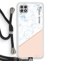 Marmer in stijl: Samsung Galaxy A22 4G Transparant Hoesje met koord