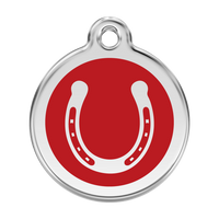 Horse Shoe Red roestvrijstalen hondenpenning large/groot dia. 3,8 cm - RedDingo