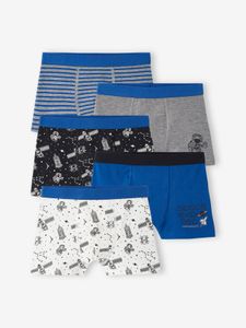 Set van 5 stretch boxers voor jongens ruimte koningsblauw