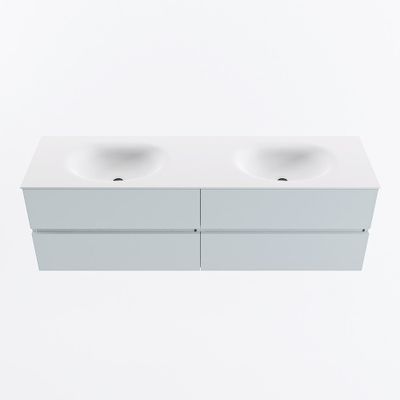 MONDIAZ VICA 160cm badmeubel onderkast Clay 4 lades. Wastafel MOON dubbel 2 kraangaten, kleur Talc.