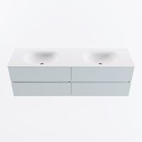 MONDIAZ VICA 160cm badmeubel onderkast Clay 4 lades. Wastafel MOON dubbel 2 kraangaten, kleur Talc.