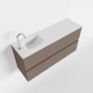 Toiletmeubel Mondiaz Ada | 100 cm | Meubelkleur Smoke | Lex wastafel Talc Links | 1 kraangat