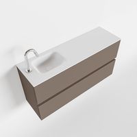 Toiletmeubel Mondiaz Ada | 100 cm | Meubelkleur Smoke | Lex wastafel Talc Links | 1 kraangat
