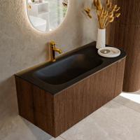 Badmeubel Mondiaz Kurve | 105 cm | Meubelkleur Walnut | Wastafelkleur Urban | Links spoelbak | 1 kraangat