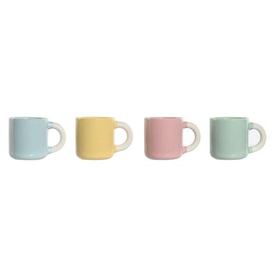 Set van koffiekopjes Home ESPRIT Geel Blauw Groen Roze Porselein 110 ml 4 Onderdelen