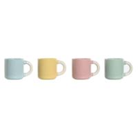 Set van koffiekopjes Home ESPRIT Geel Blauw Groen Roze Porselein 110 ml 4 Onderdelen