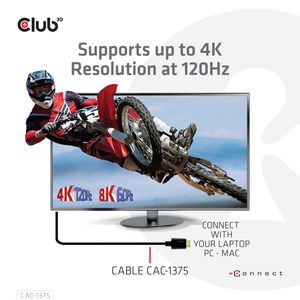 CLUB3D Ultra High Speed HDMI™2.1 gecertificeerde kabel 4K120Hz, 8K60Hz 48Gbps M/V 5 Meter