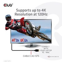 CLUB3D Ultra High Speed HDMI™2.1 gecertificeerde kabel 4K120Hz, 144Hz 48Gbps M/V 5 Meter - thumbnail