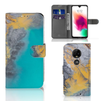 Motorola Moto G7 | G7 Plus | Bookcase | Marble Blue Gold