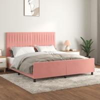 Bedframe met hoofdeinde fluweel roze 180x200 cm
