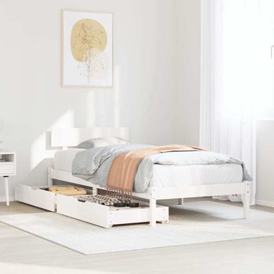 Bedframe zonder matras massief grenenhout wit 75x190 cm