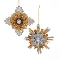 Ornament plastic goud-zilver bloem l13cm I - Kurt s adler