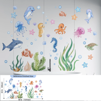 SeaWorld Oceaan Dieren Muurstickers - Onderwaterwereld Kinderkamer Decoratie met Schildpad, Dolfijn & Meer